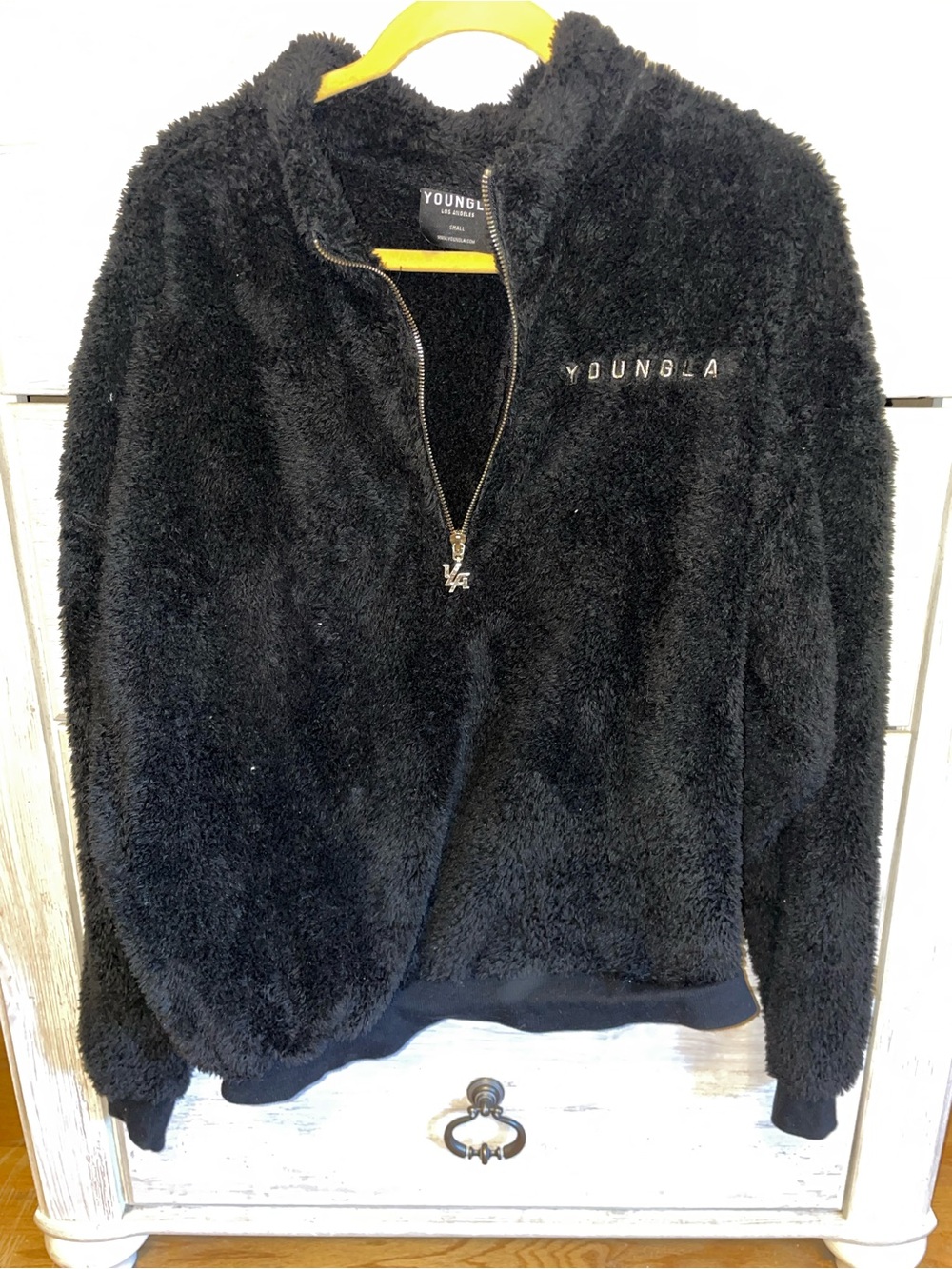 YoungLA Black Sherpa Quarter-Zip Pullover